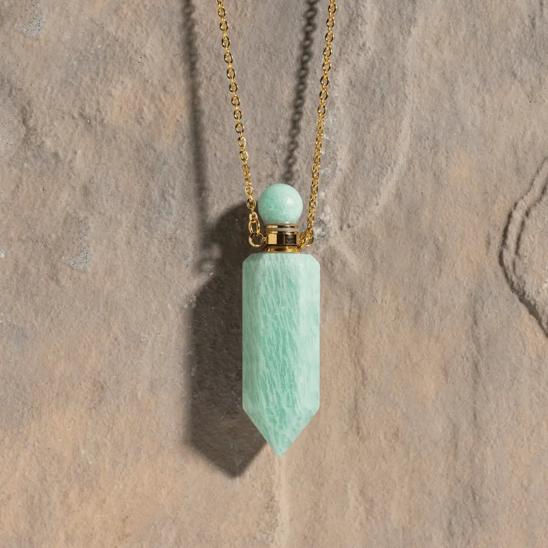 crystal potion amulet necklace, Ascention, Amazonite,