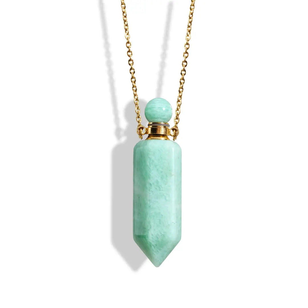 crystal potion amulet necklace, Ascention, Amazonite,